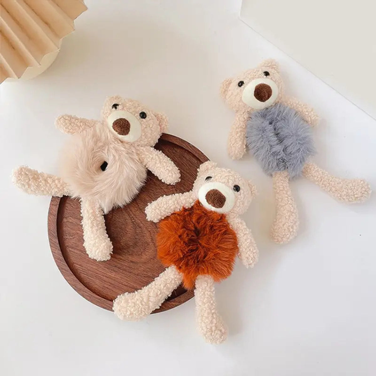 Filles Lovely Scrunchies Mignon ours bande de cheveux Lapin fourrure de cheveux corde doux chaud bande en caoutchouc pré