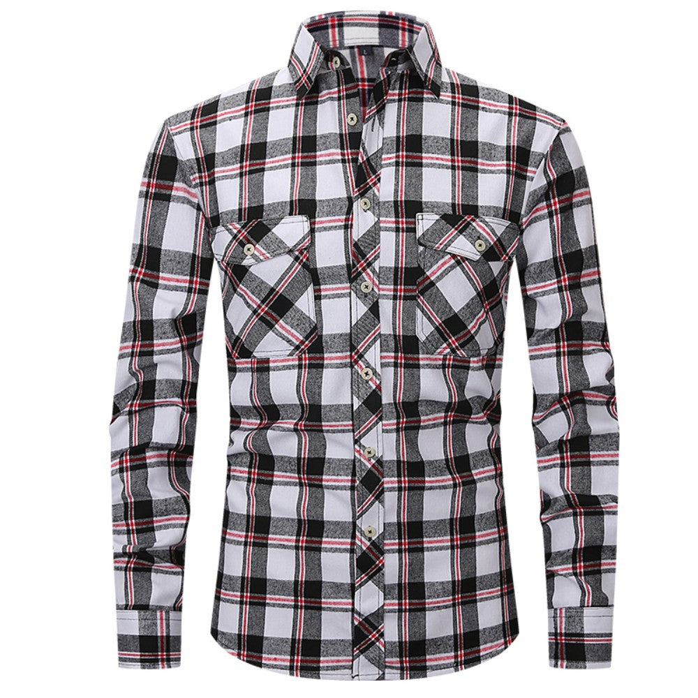 Chemise classique pour hommes avec poches - Bouton casual à manches longues pour le travail et l'extérieur