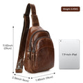 Homme Épaule plein-grain Casual Minimalist sac poitrine Grande capacité Cuir véritable