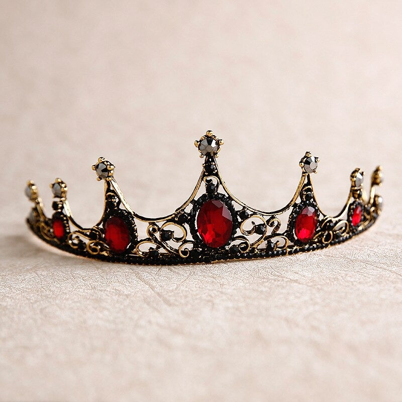 Baroque Rétro Couronne Noire Coiffure de mariée Mariage Accessoires de photo de mariage