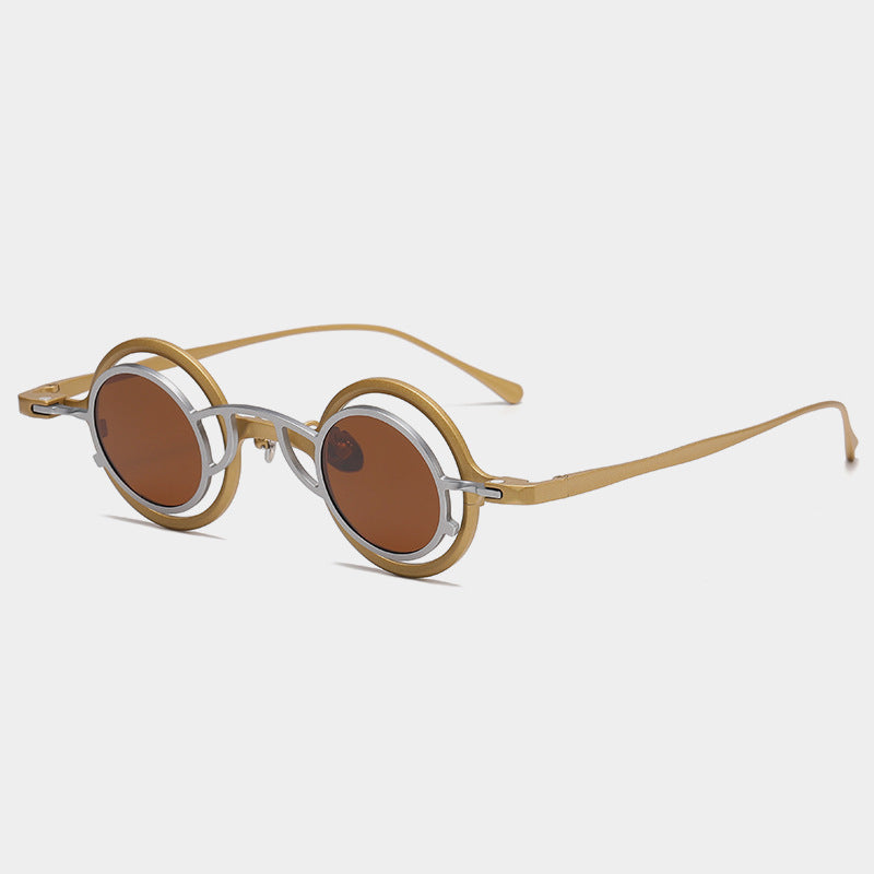 Lunettes de soleil de forme ronde en titane pur Rétro nuances élégantes pour les femmes