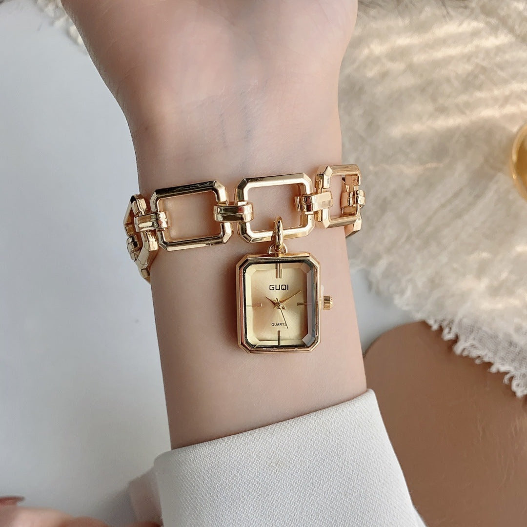 Femmes Montre décorative avec pendentif carré et style bracelet