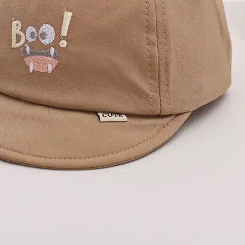 Capuchon plat brodé pour bébé en coton souple
