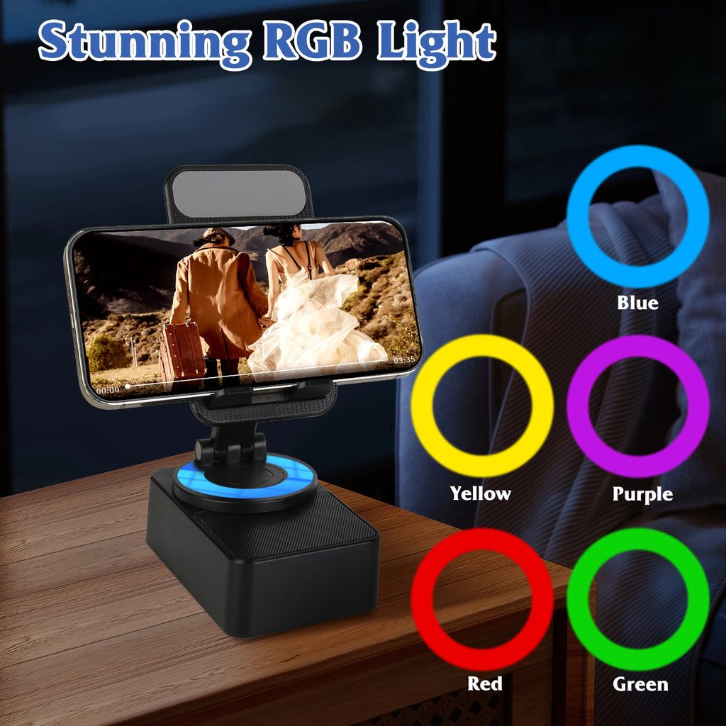 1Pc 4 En 1 haut-parleur sans fil pliable Support de téléphone avec Power Bank 360Degree Support rotatif