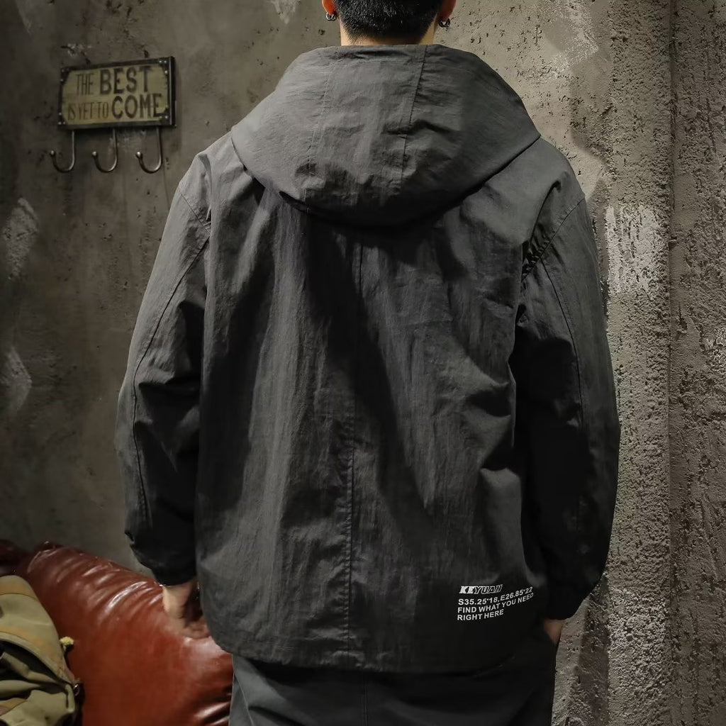 Hommes Vêtements de travail Veste de brise-vent à capuchon