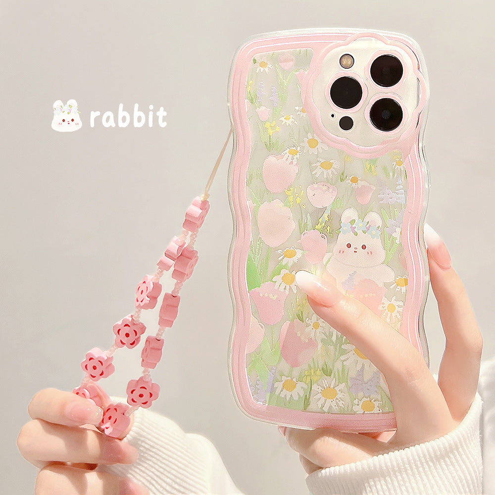 Étui de téléphone en silicone pour bunny à fleur de wavy