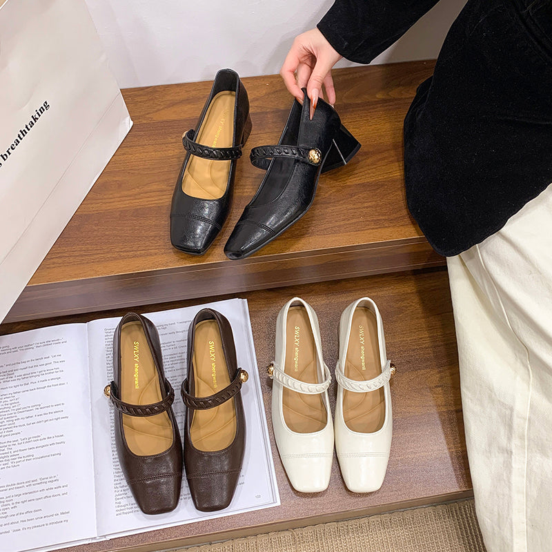 Les femmes Chunky Heel Square Toe Mary Janes