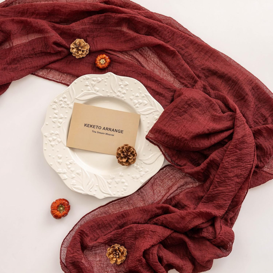 Décorations de Noël d'automne Burgundy Cheesewen Table Runner 120 pouces