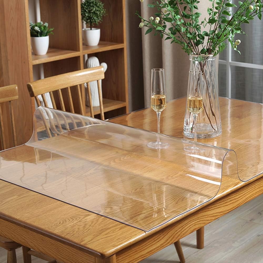 Protecteur de table transparent -2.0mm Épaisseur imperméable Couverture de table en PVC résistant pour Din