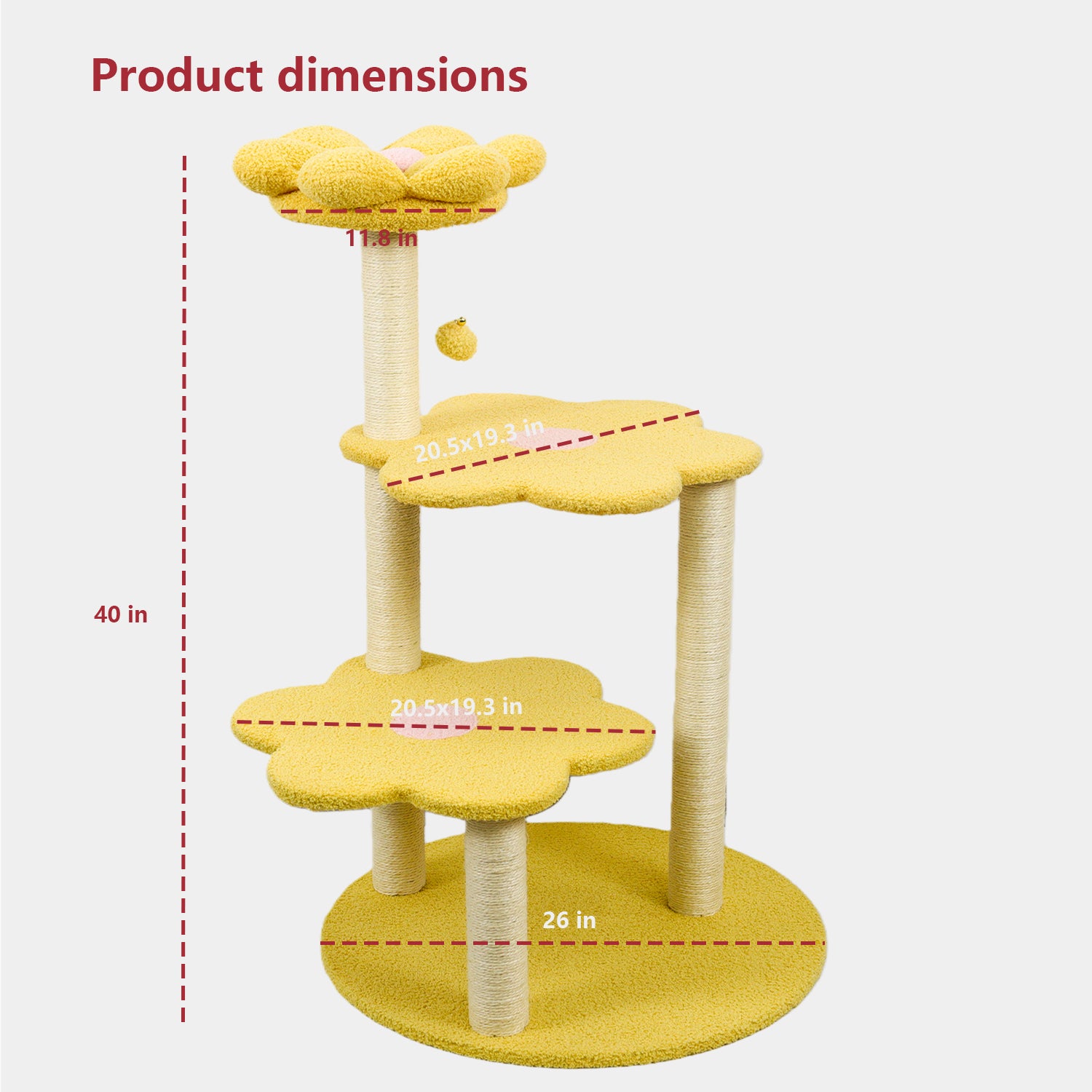 Arbre de chat avec perche confortable amovible & poteaux de scratch Suspension & Jouet Furnit de chat multi-niveaux