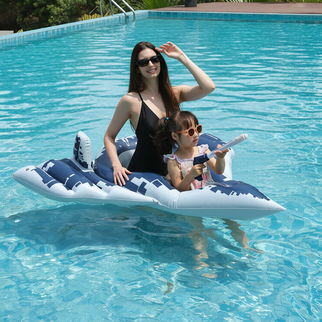 Bague de bain gonflable double parent-enfant en PVC avec pistolet à eau