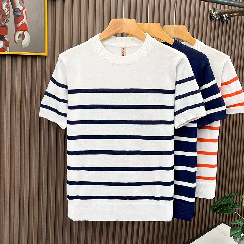 T-shirt à manches courtes rayé pour hommes