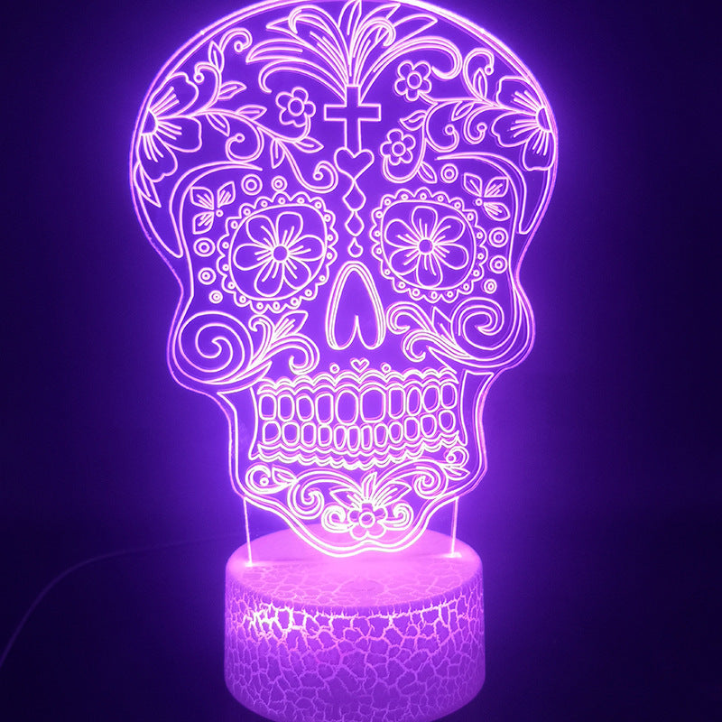 Crâne de fleurs lumière de nuit 3D