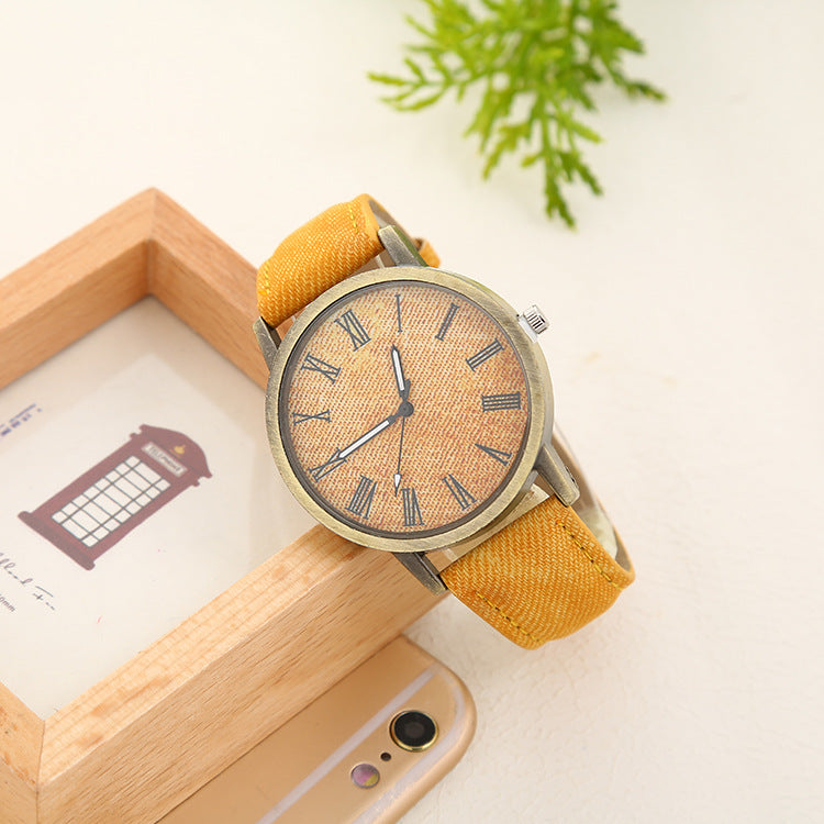 Montre Quartz Ceinture Denim Casual Femme