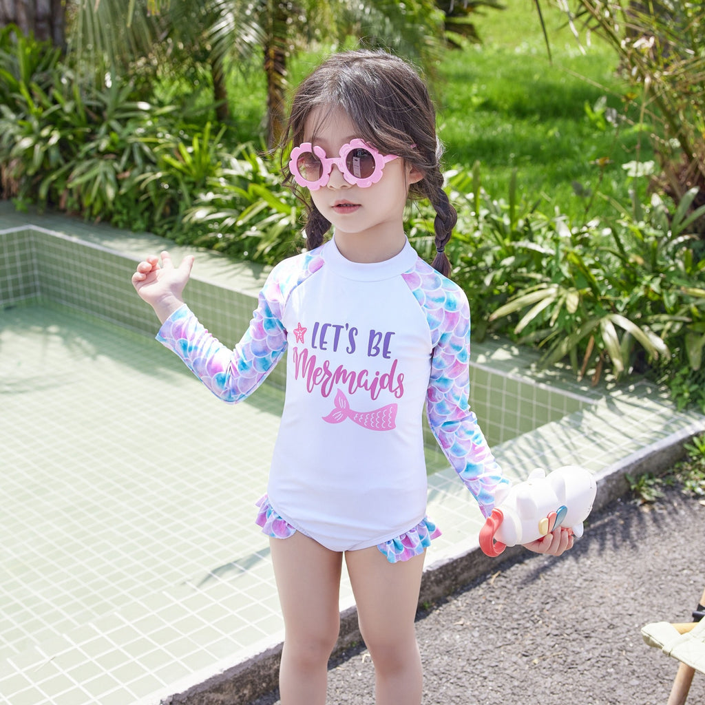 Maillot de bain pour enfants Mignon manches longues en une seule pièce