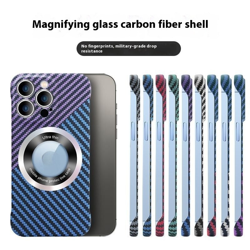 Boîtier de téléphone magnétique ultra-mince en fibre de carbone