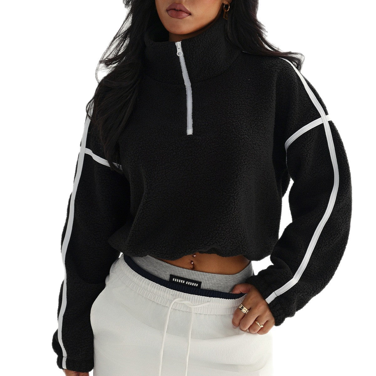 Manteau de sweater à col tortueux pour femmes