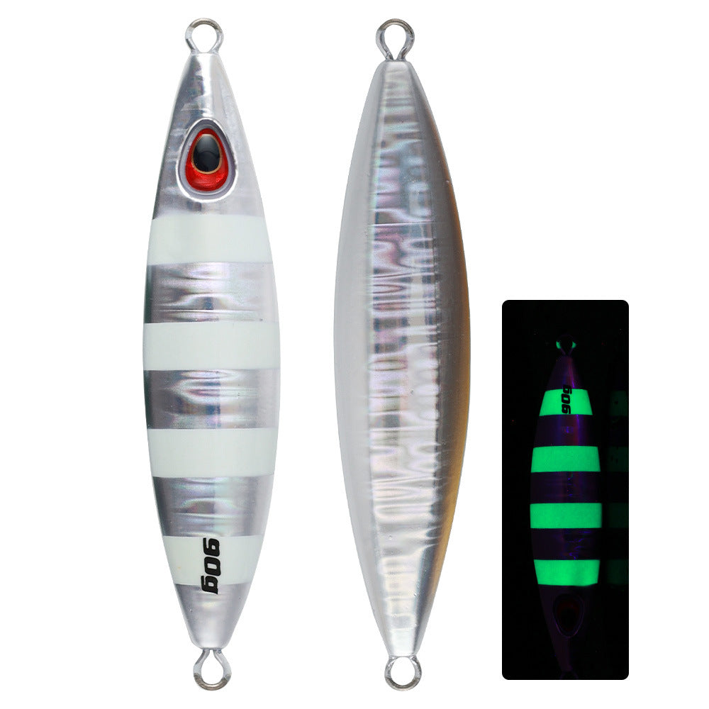 60g 90g UV Lumineux pêche en mer à bascule lente plaque de fer Lure de bateau
