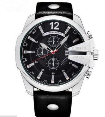 Montre homme à trois yeux décorée en grand cadran mode