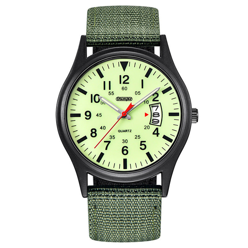 Montre à quartz en nylon lumineux pour hommes