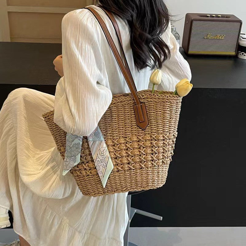 Femmes Summer Beach Vacation Woven Sac à épaule