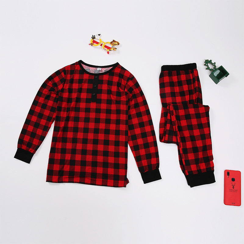 Christmas Plaid Print Long Sleeve Pajamas