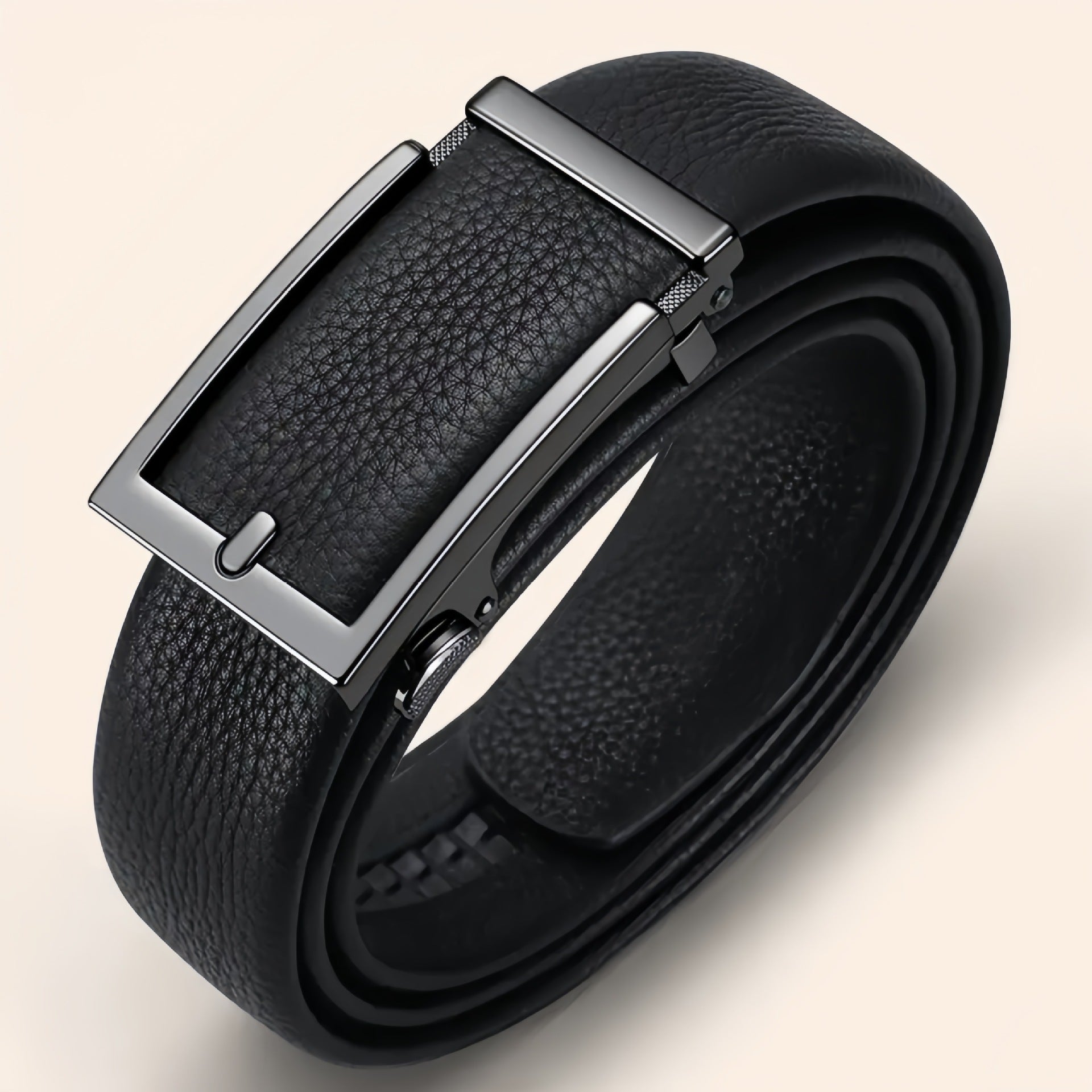 Ceinture en cuir véritable, repliée vers l'intérieur des hommes