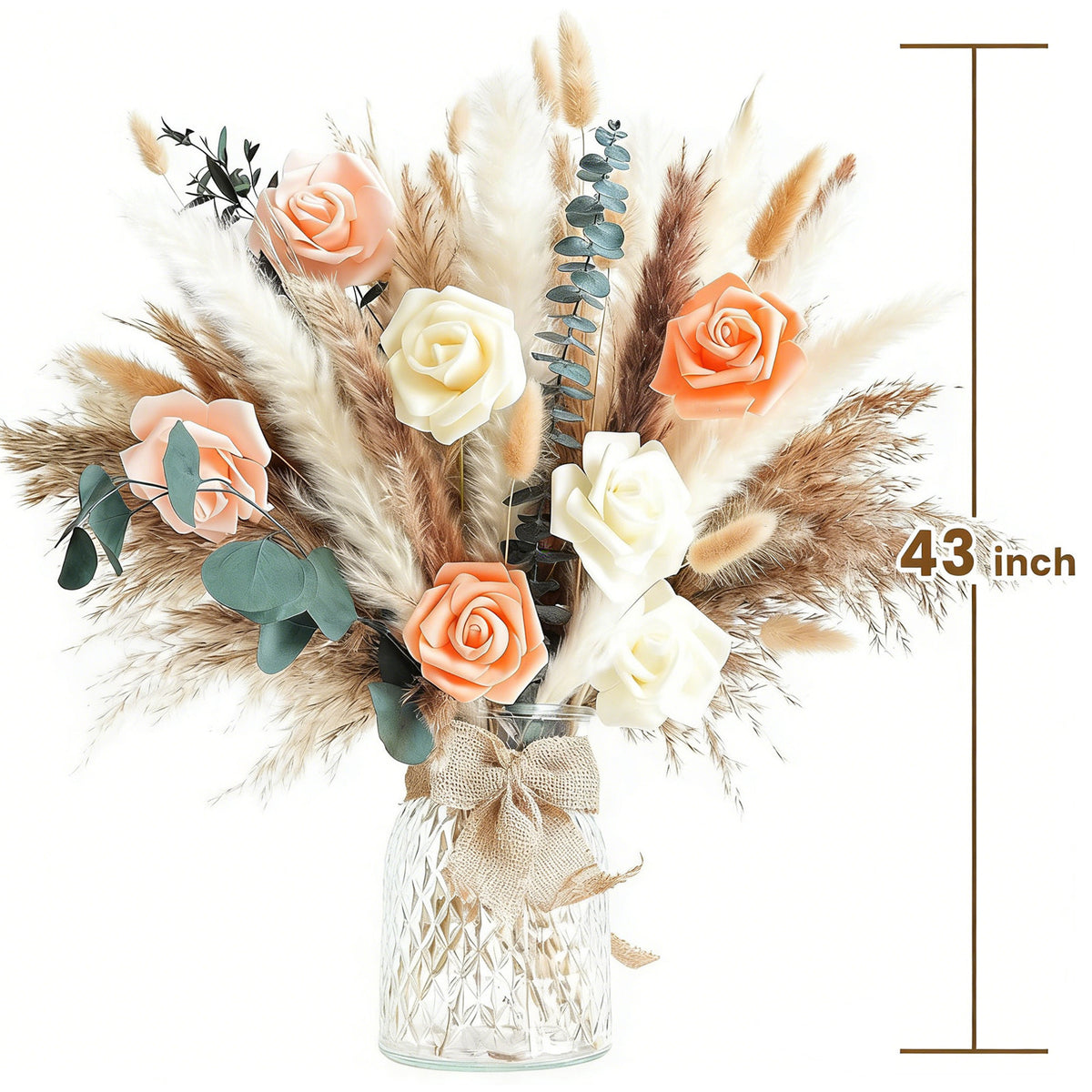 Artificial Plants - Boho Dried Flower Bouquet - Decorative Indoor Arrangement