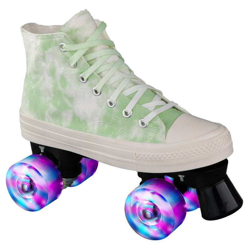 Camouflage Toile Patins Double Rang à quatre roues Adulte