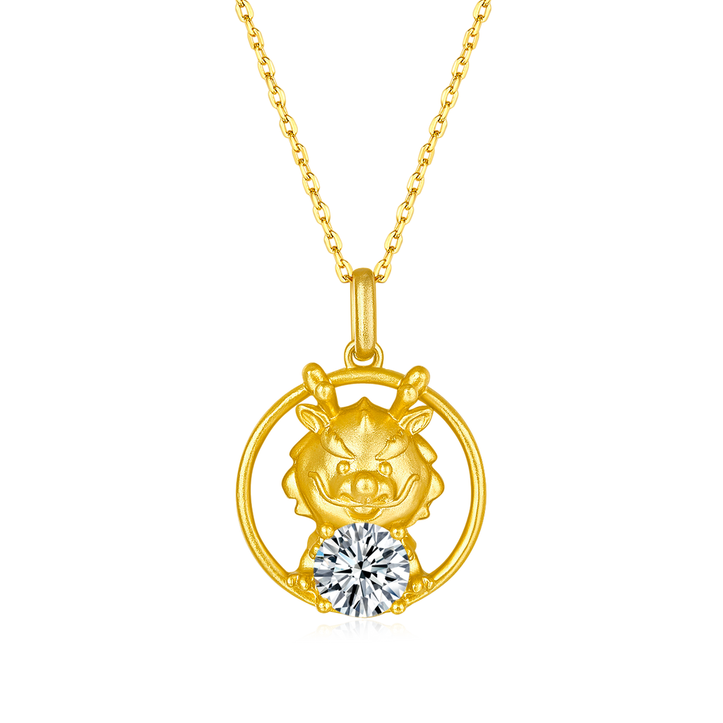 S925 Argent sterling plaqué or 1ct D Couleur VVS1 Moissanite Collier Dragon 4.7g Chinois