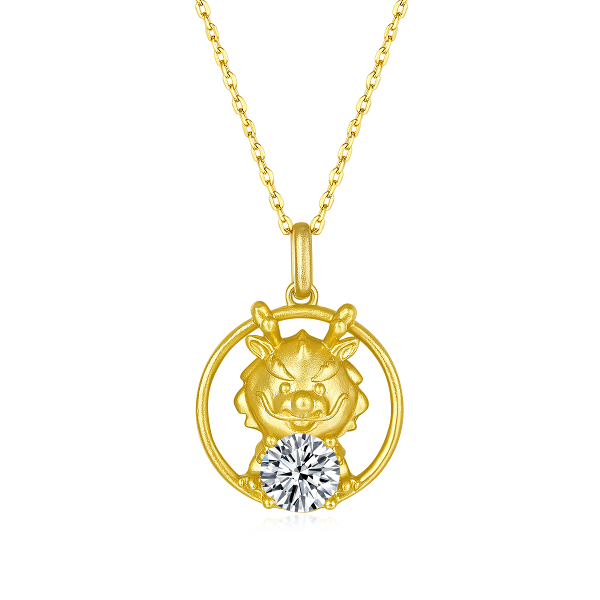 S925 Argent sterling plaqué or 1ct D Couleur VVS1 Moissanite Collier Dragon 4.7g Chinois