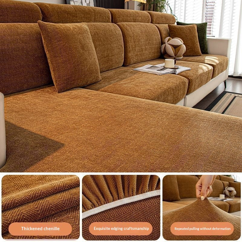 Simple, épais Chenille Heringbone Canapé Couverture qui n'attire pas les cheveux