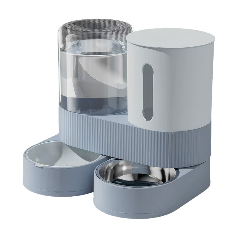 Gravity Cat Feeder 2 Pack Automatic Food Feeder and Water Dispenser Set Detachable Pet Bow