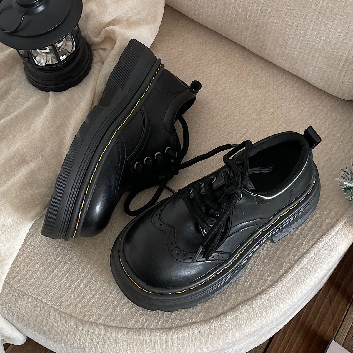 Femmes Casual style britannique Chaussures en cuir souple
