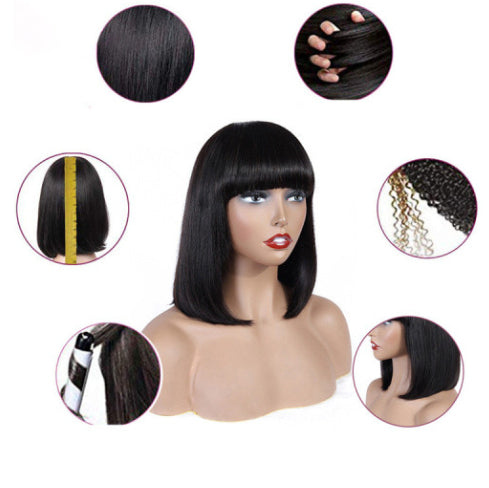 Cheveux humains Bob Wig Headgear Woven Top Coeur est naturel et réaliste