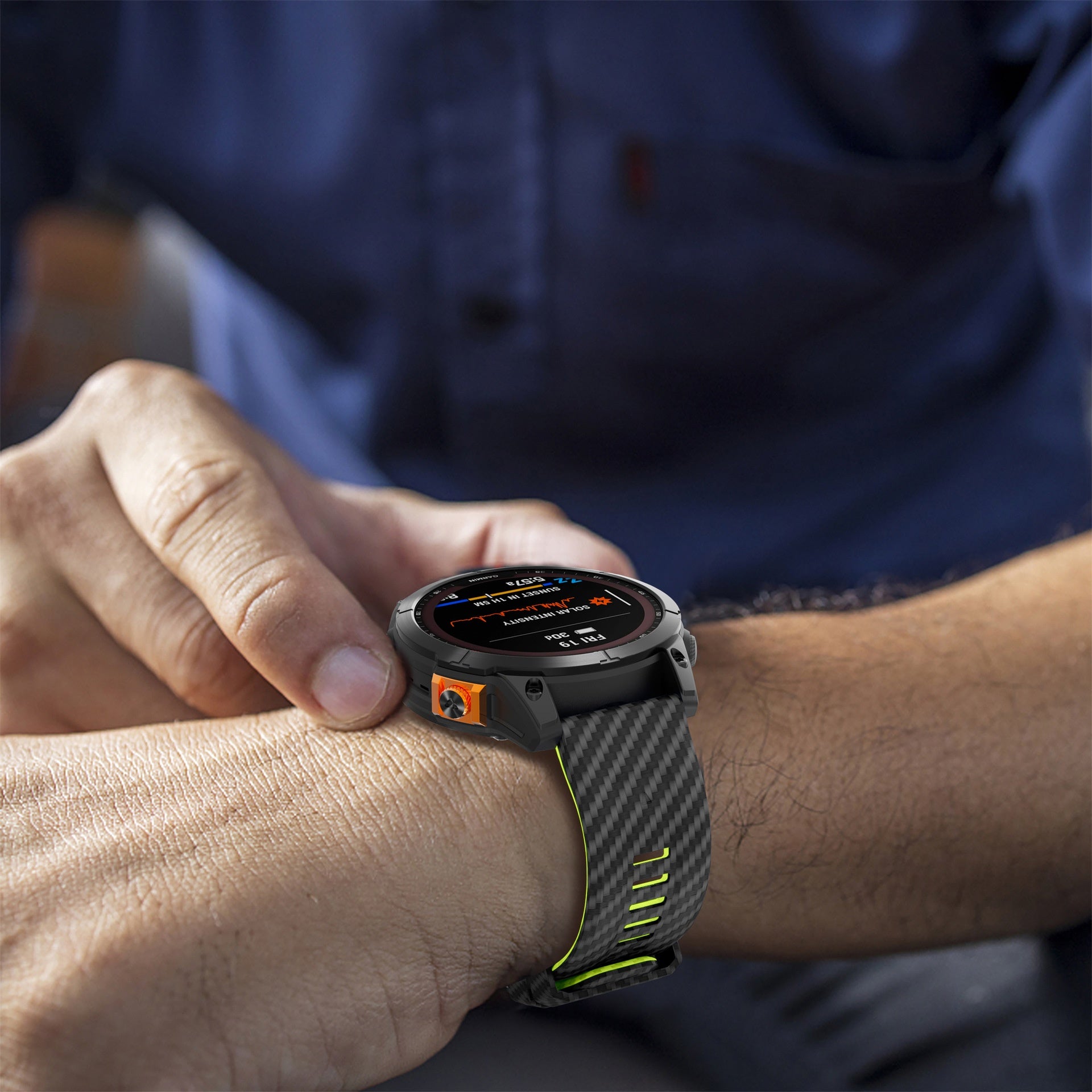 Bracelet de montre en silicone avec texture fibre de carbone