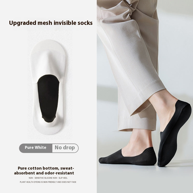 Chaussettes invisibles en coton pur antidérapant pour homme