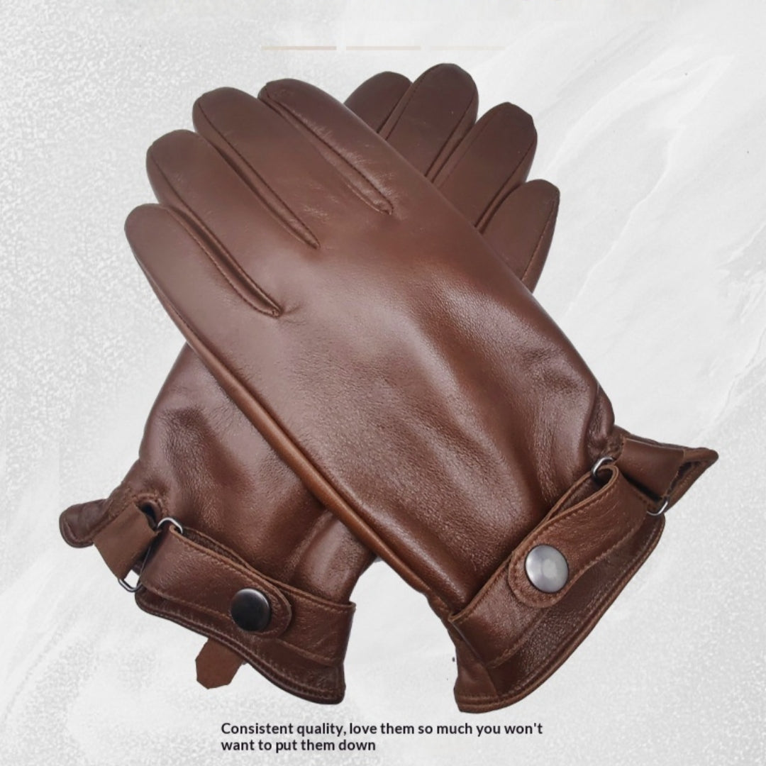 Gants en cuir imperméables élégants simples pour hommes pour le cyclisme extérieur