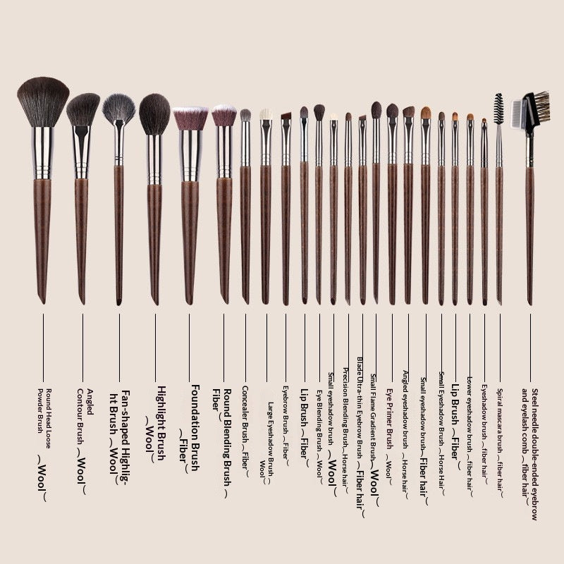 Set de brosse de maquillage pour cheveux d'animaux 24 pièces