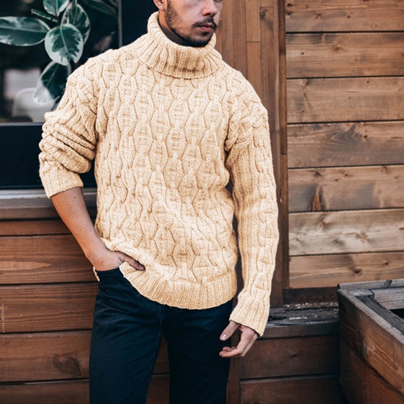 Homme Couleur solide Tendance Tendance Col Tortue Chandail tricoté