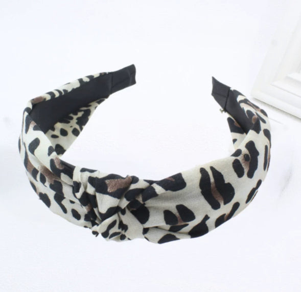 Chanel-style noir et blanc Contraste Leopard-print Tête de bande et tissu cheveux Cli
