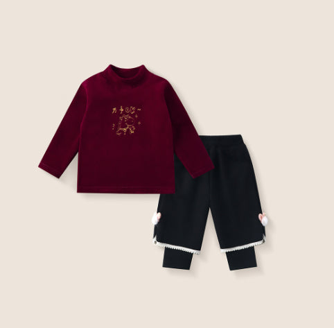 Set de sweatshirts d'hiver Ligné de polaires d'hiver Thickened One-Piece polaire bébé Coréen-Style faux deux-P