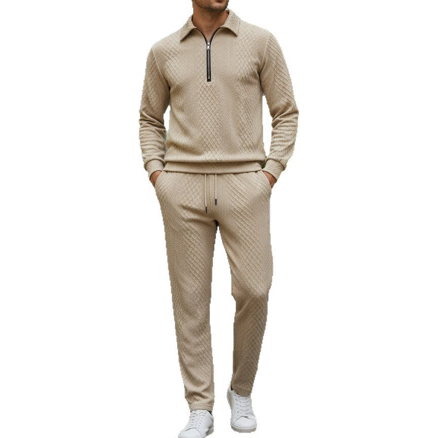 Pantalon et chandail de polo Jacquard pour hommes avec collier de lapel