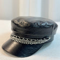 Chaîne en cuir PU pour femmes Décorée de style tendance Chapeau Newboy