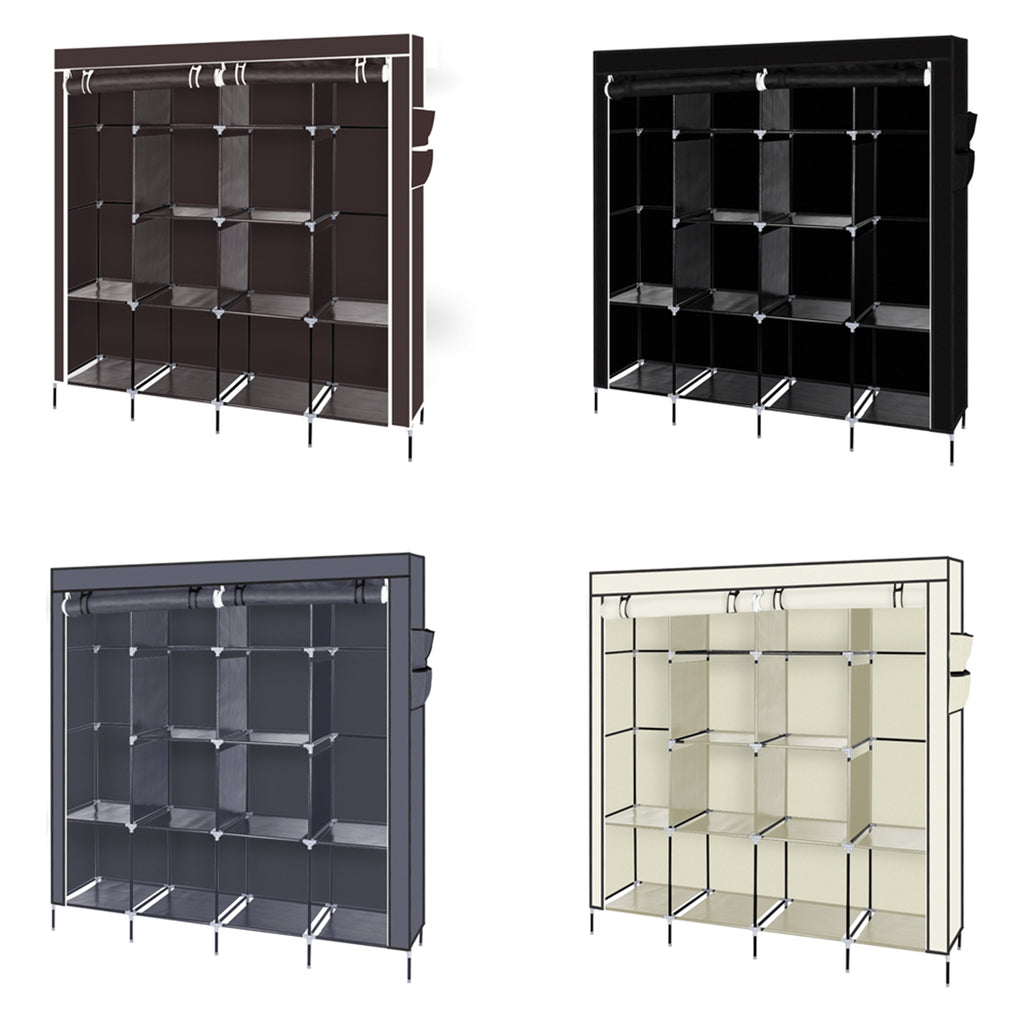 Rangement d'armoire portable de 67 pouces Sac de rangement 12 étagères 4 poches latérales Gr