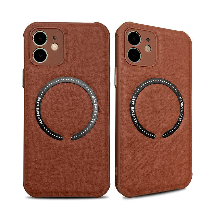 Boîtier de téléphone en cuir Iphone14 Mag Croix magnétique sûre