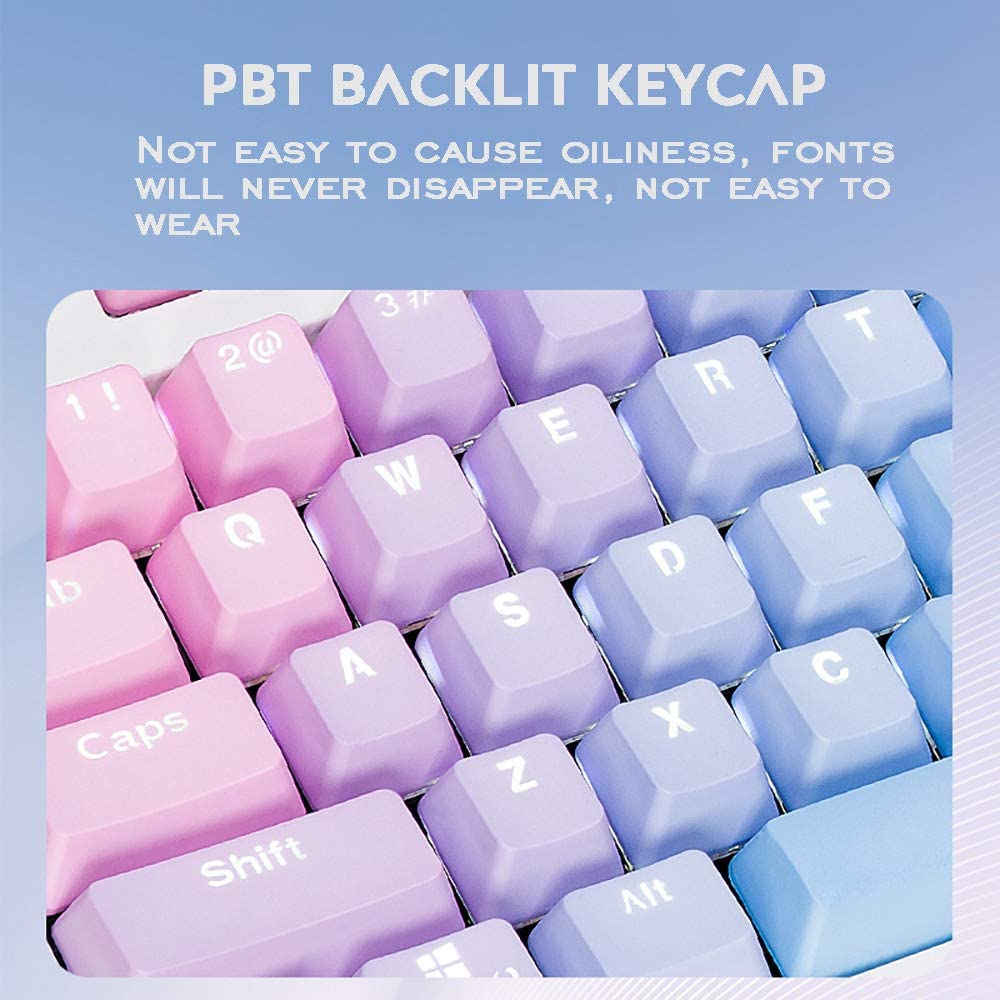 Pénétration de mots Dyed Keycap 104PBT Matériau translucide