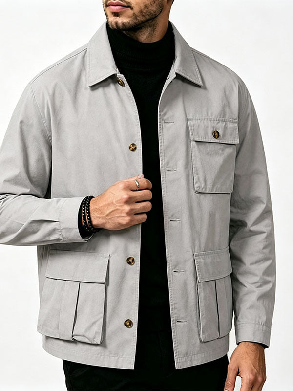 Commerce extérieur Automne Veste Homme Grande Taille Lapel Multi-pocket Tendance All-atch Work Coat