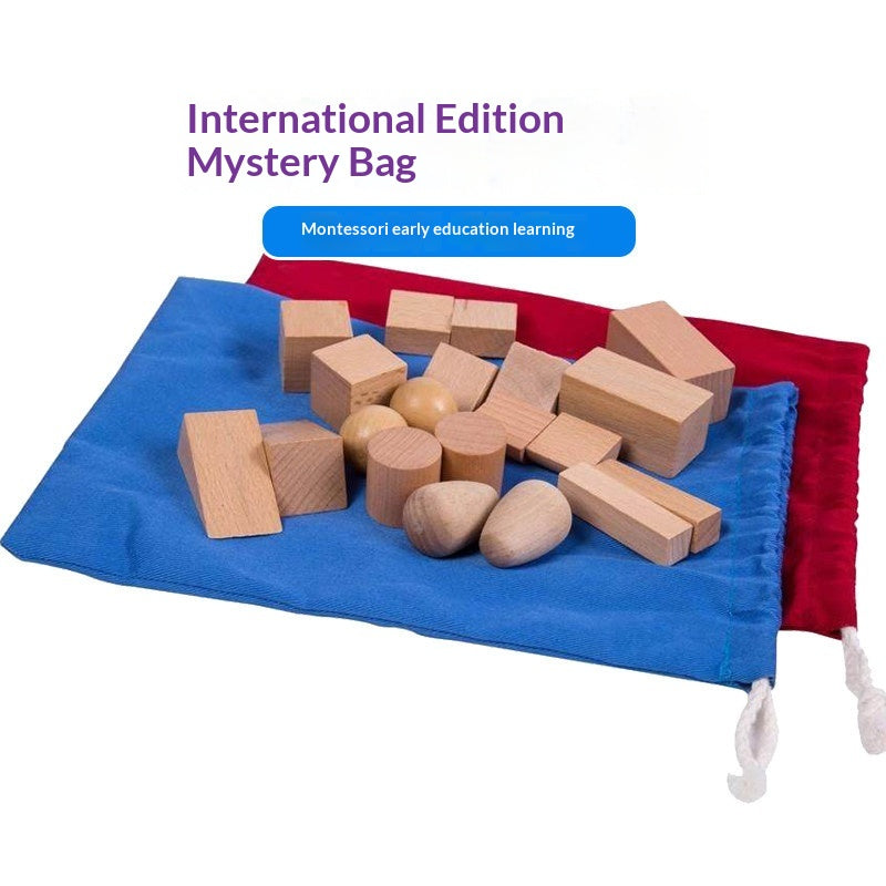 Rouge et bleu éducation précoce géométrique solide forme Mystery Bag Jouet éducatif