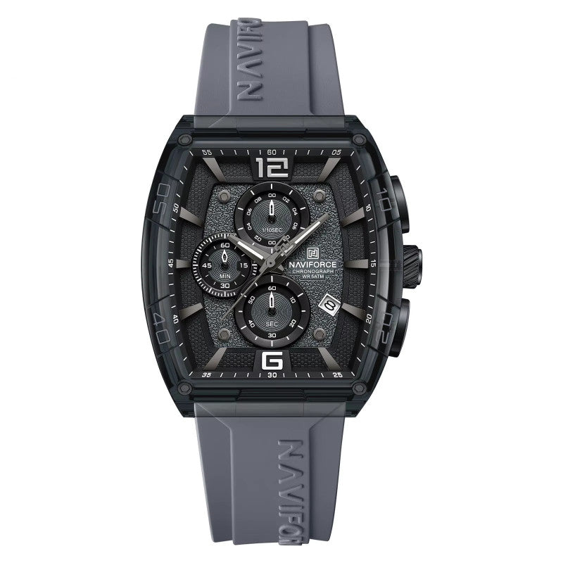 Montre Quartz pour hommes Bracelet en silicone en forme de barrique Montre sport résistant à l'eau